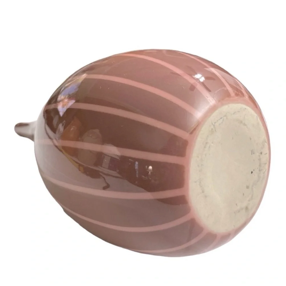 Vintage MCM Mauve Pink Ceramic Teardrop Vase Mod Botanical Design 12